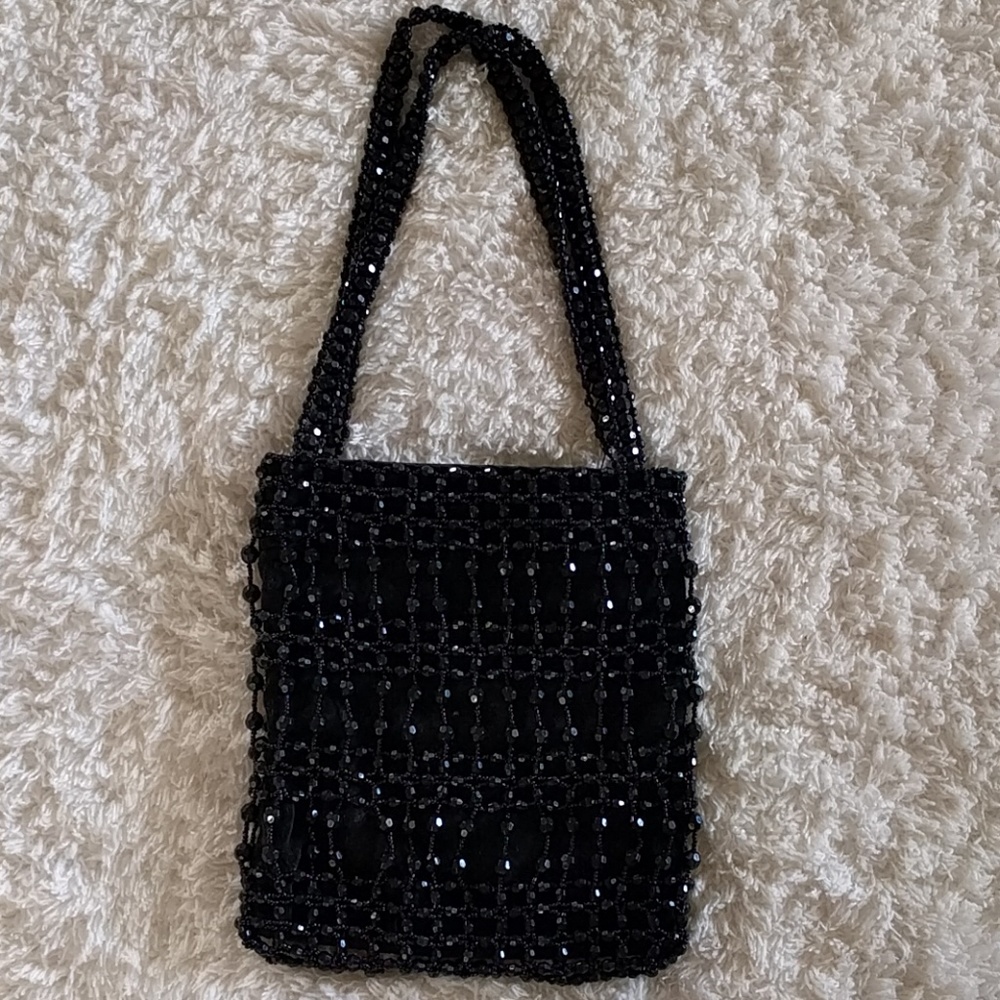 Vintage Sparkly Black Bead Purse
